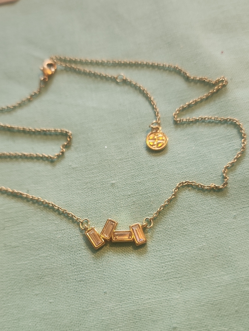 Gold Bar Crystal Pendant Necklace - Women Jewelry